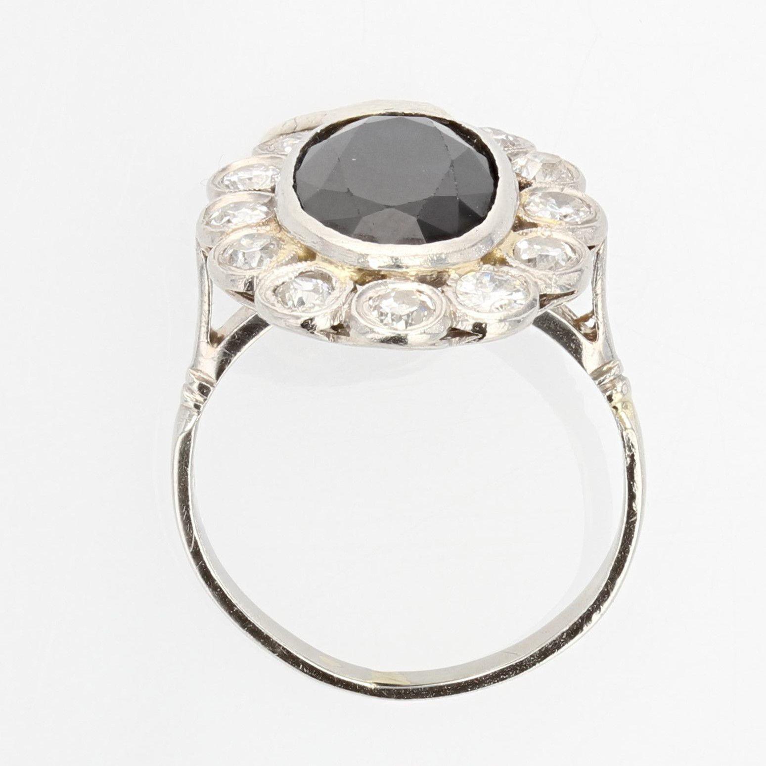 French 1930s Art Deco 3.80 Carat Sapphire Diamonds Platinum Pompadour Ring 6