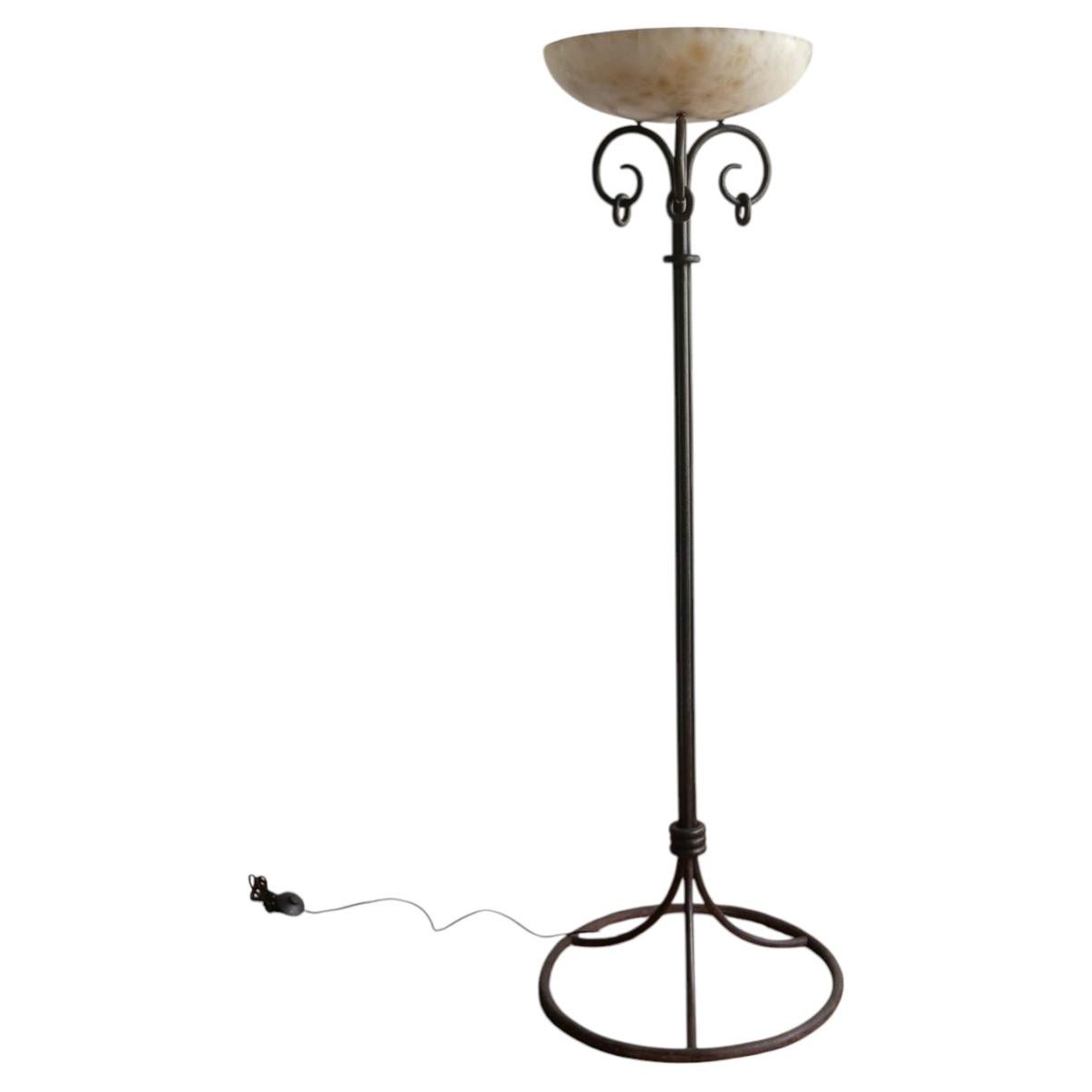 French 1930s Art Deco Alabaster Floor Lamp For Sale