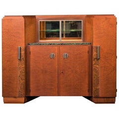 Antique French 1930s Art Deco Amboyna and Walnut Burl Wood Cabinet