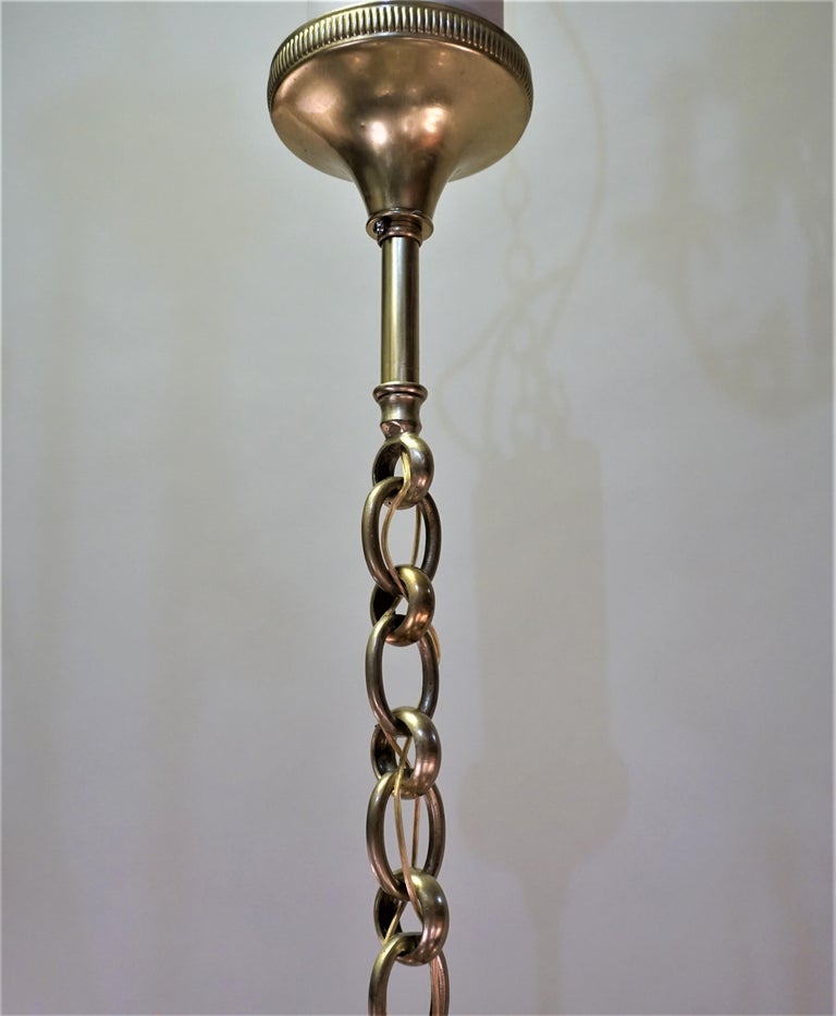 French 1930s Art Deco Bronze and Glass Chandelier by Ezan & Petitot For Sale 2