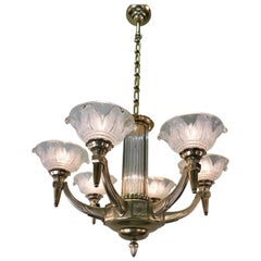 French 1930s Art Deco Chandelier by Ezan and Petitot