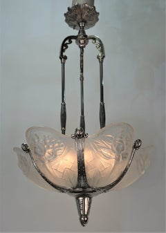 French 1930's Art Deco Chandelier by P. Gilles #1