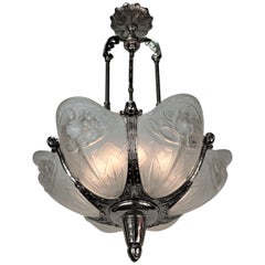 Vintage French 1930's Art Deco Chandelier by P. Gilles