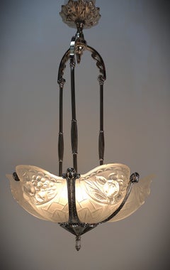 French 1930's Art Deco Chandelier by Pierre Gilles #2