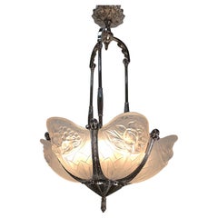 French 1930's Art Deco Chandelier by Pierre Gilles #2