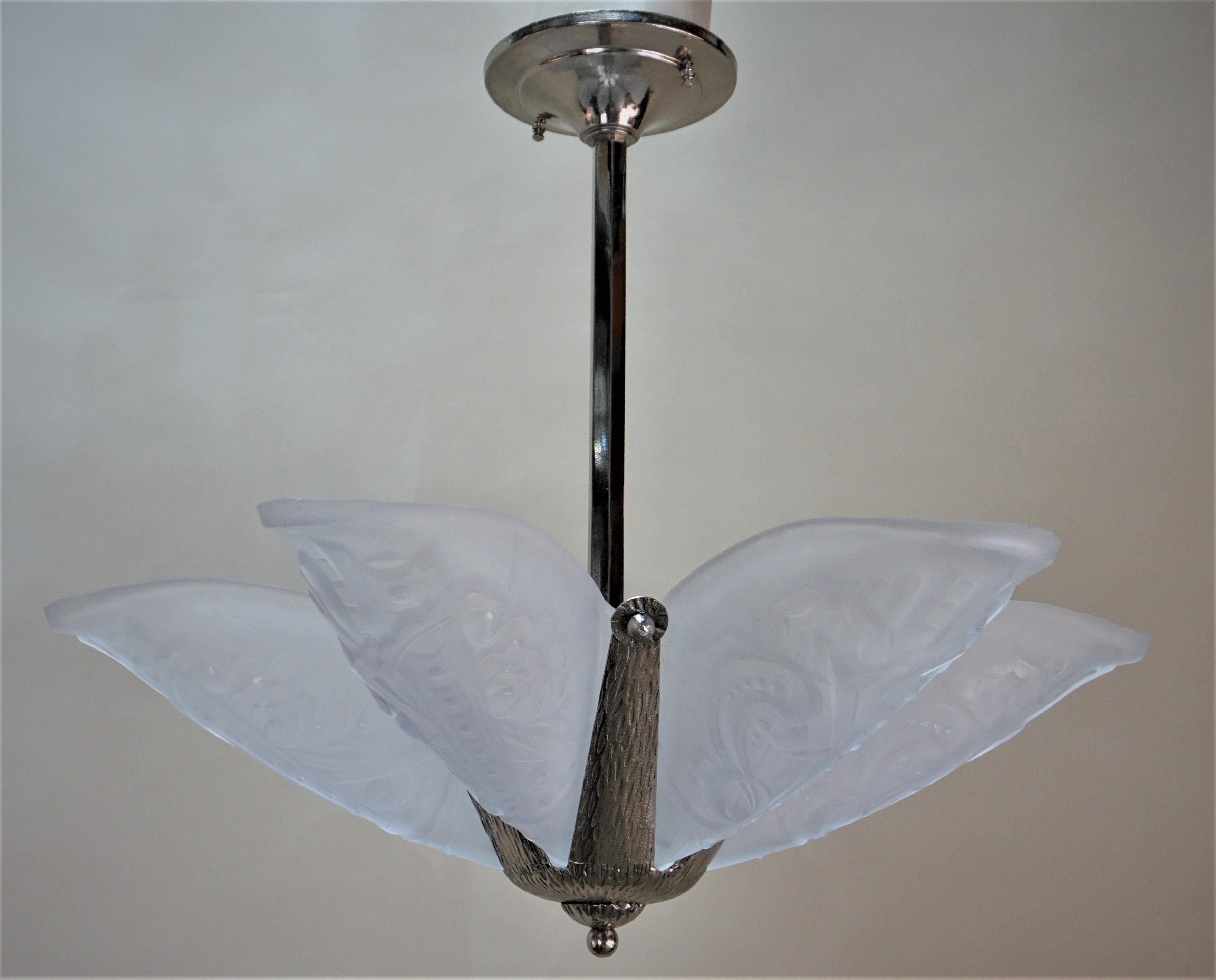 French 1930s Art Deco Chandelier  6