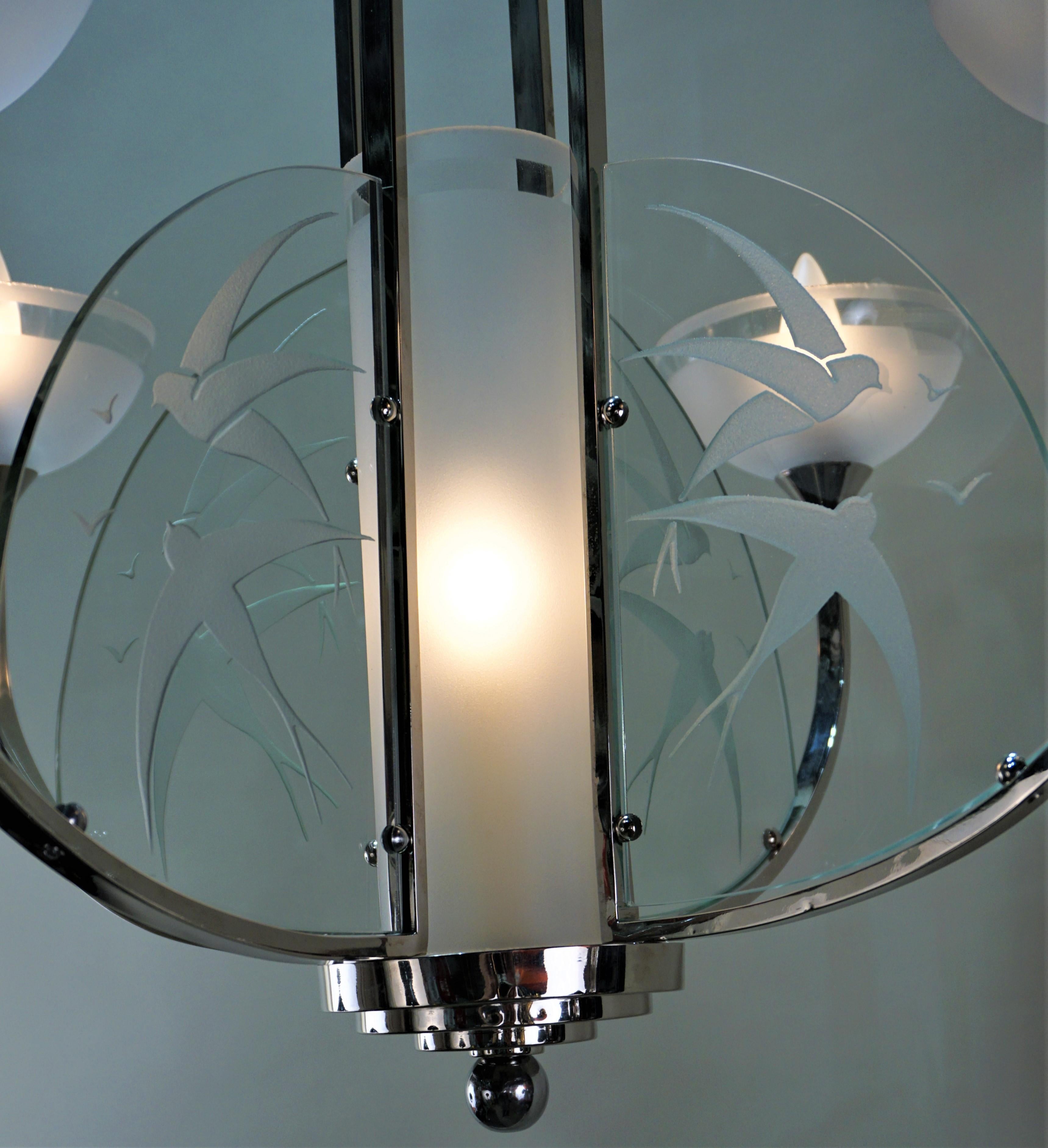 Mid-20th Century French 1930s Art Deco Chandelier