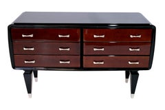 Commode Art Déco française des années 1930 en orme avec corps de buffet en laque noire