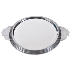 French 1930s Art Deco Circular Mirrored Tray