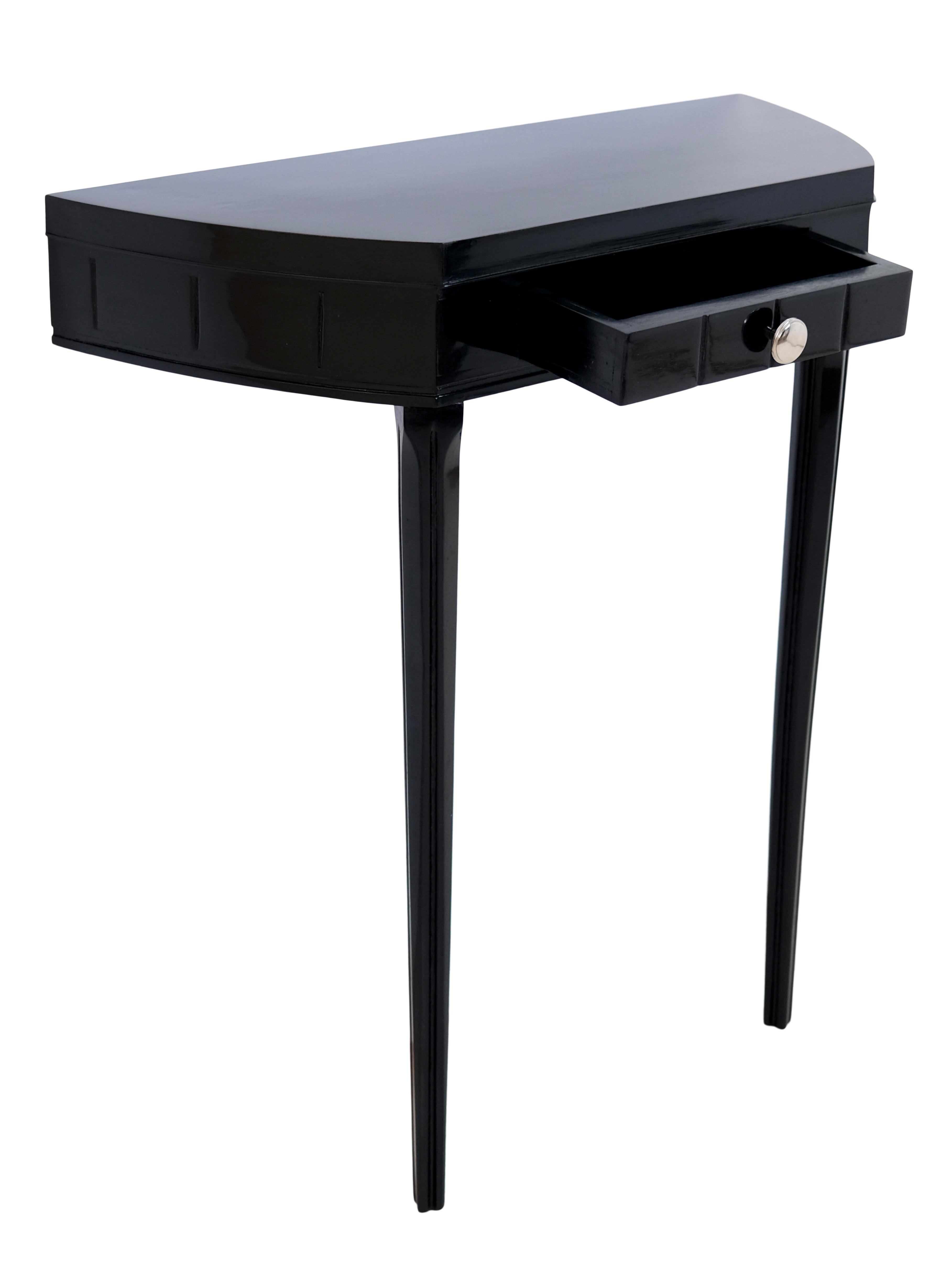 French 1930s Art Deco Console Table in Black with a Drawer In Good Condition In Ulm, DE