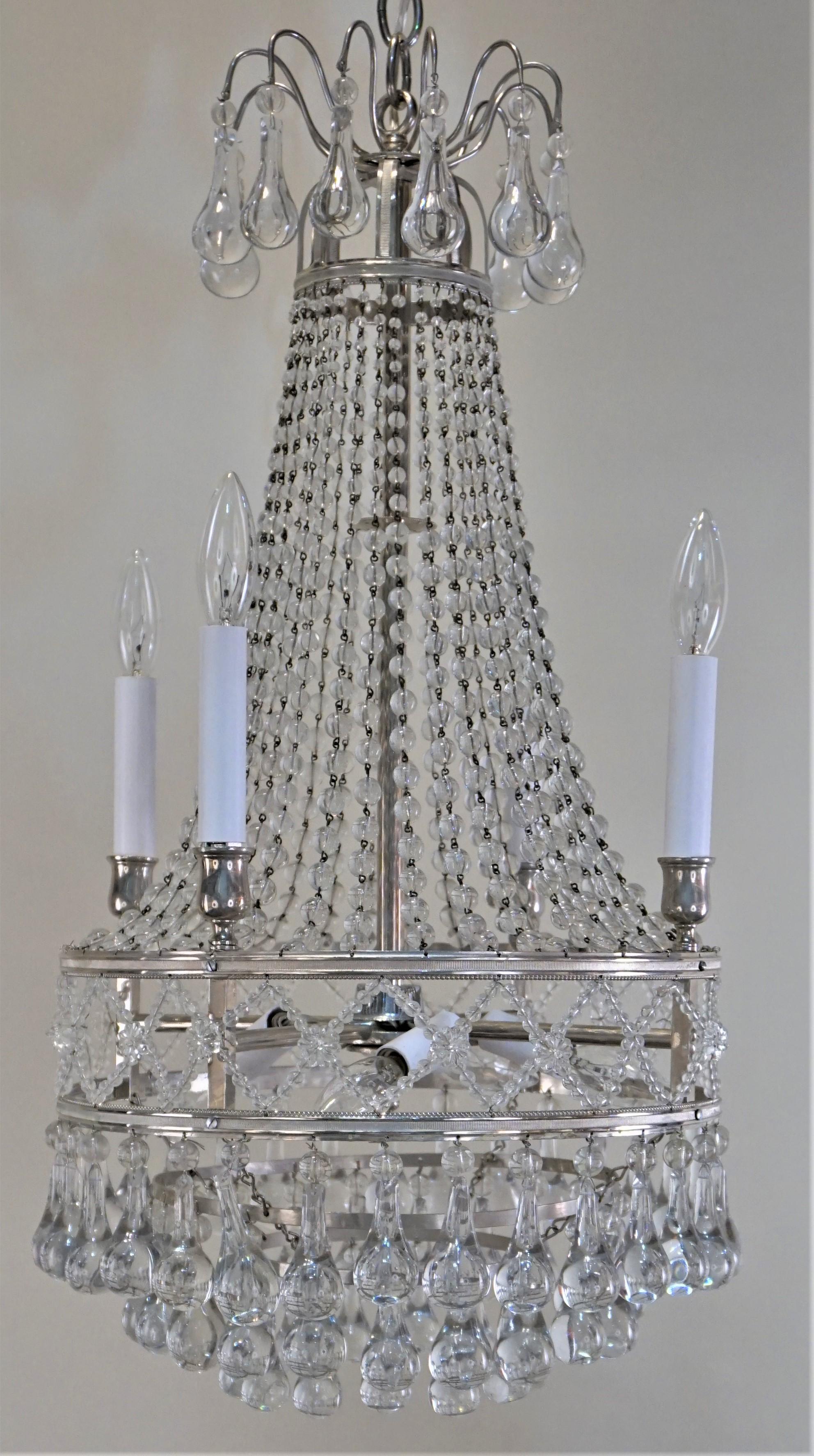 French 1930s Art Deco Crystal Chandelier 1