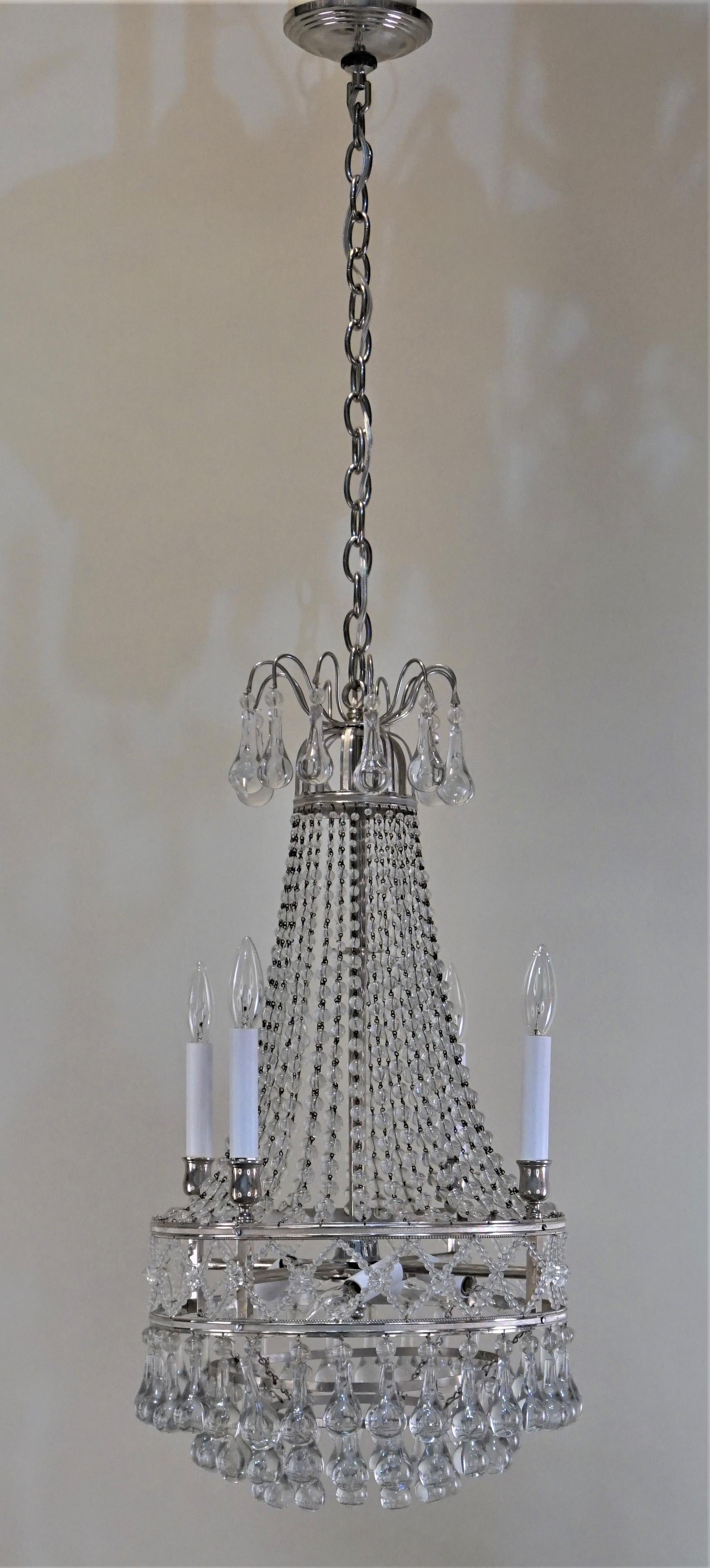 French 1930s Art Deco Crystal Chandelier 2
