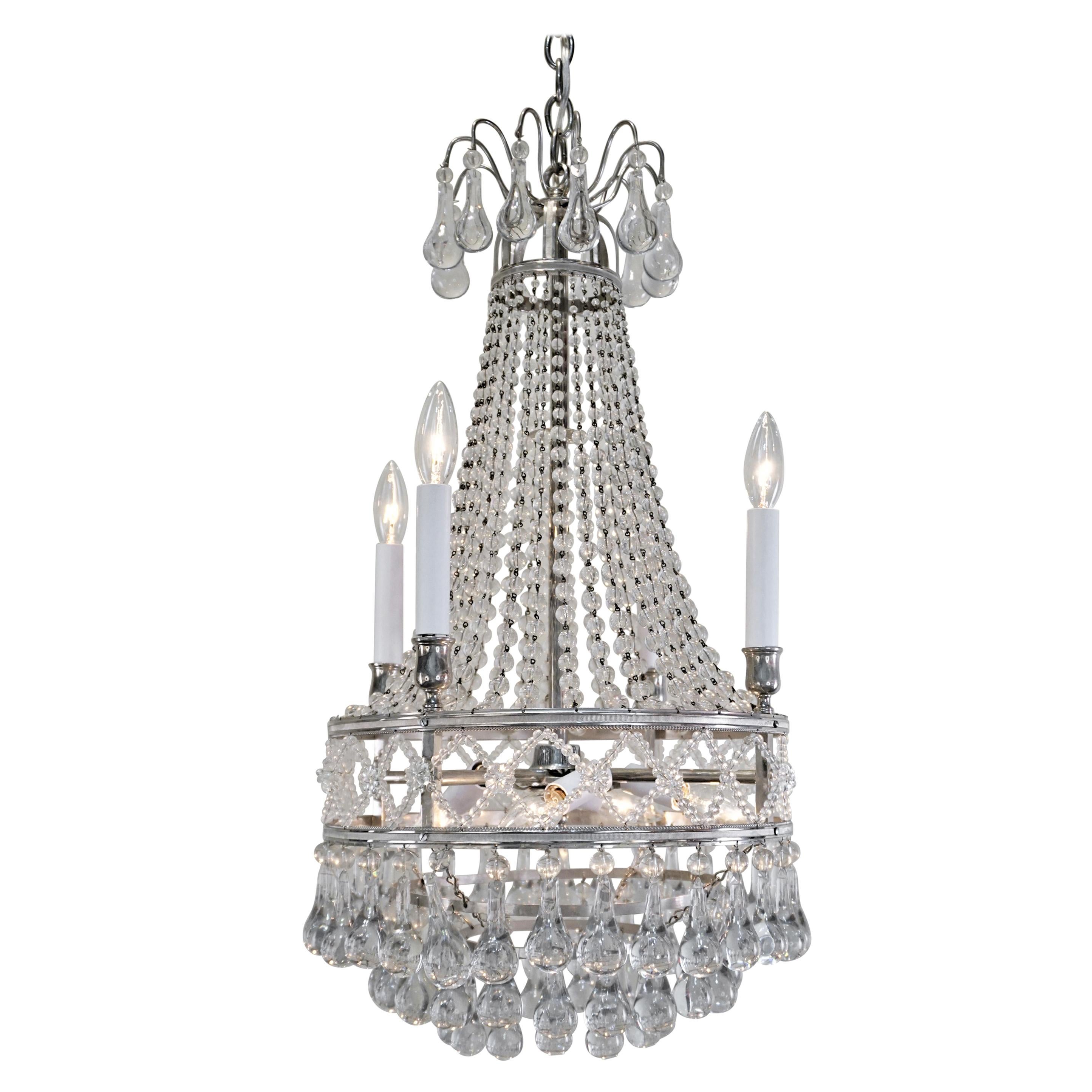 French 1930s Art Deco Crystal Chandelier