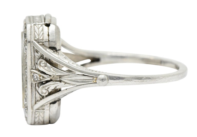 Women's or Men's French 1930's Art Deco Diamond Platinum Watch Ring For Sale
