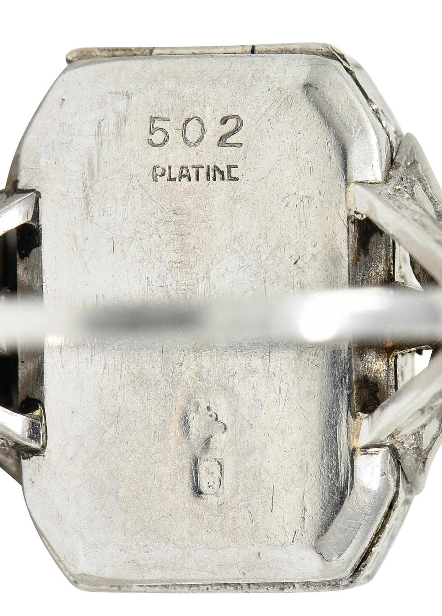 French 1930's Art Deco Diamond Platinum Watch Ring In Excellent Condition In Philadelphia, PA