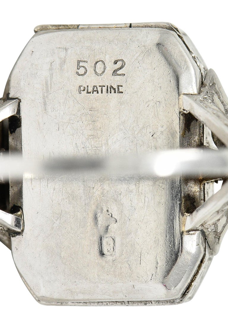 French 1930's Art Deco Diamond Platinum Watch Ring For Sale 2