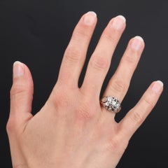 Bague dôme en or blanc 18 carats, diamants des années 50 françaises