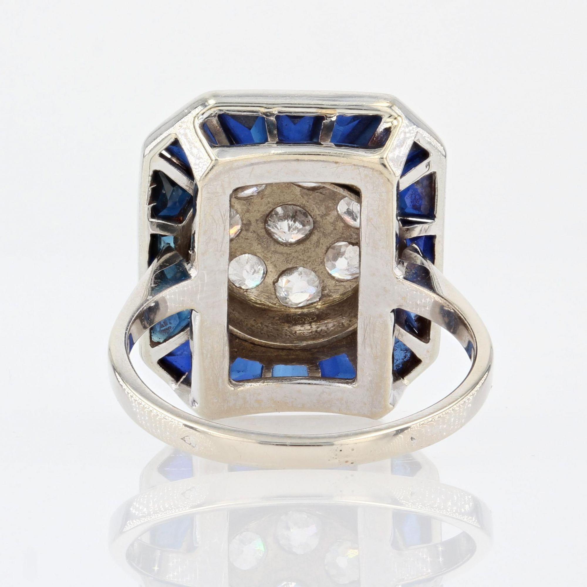French 1930s Art Deco Diamonds Paving 18 Karat White Gold Ring 5