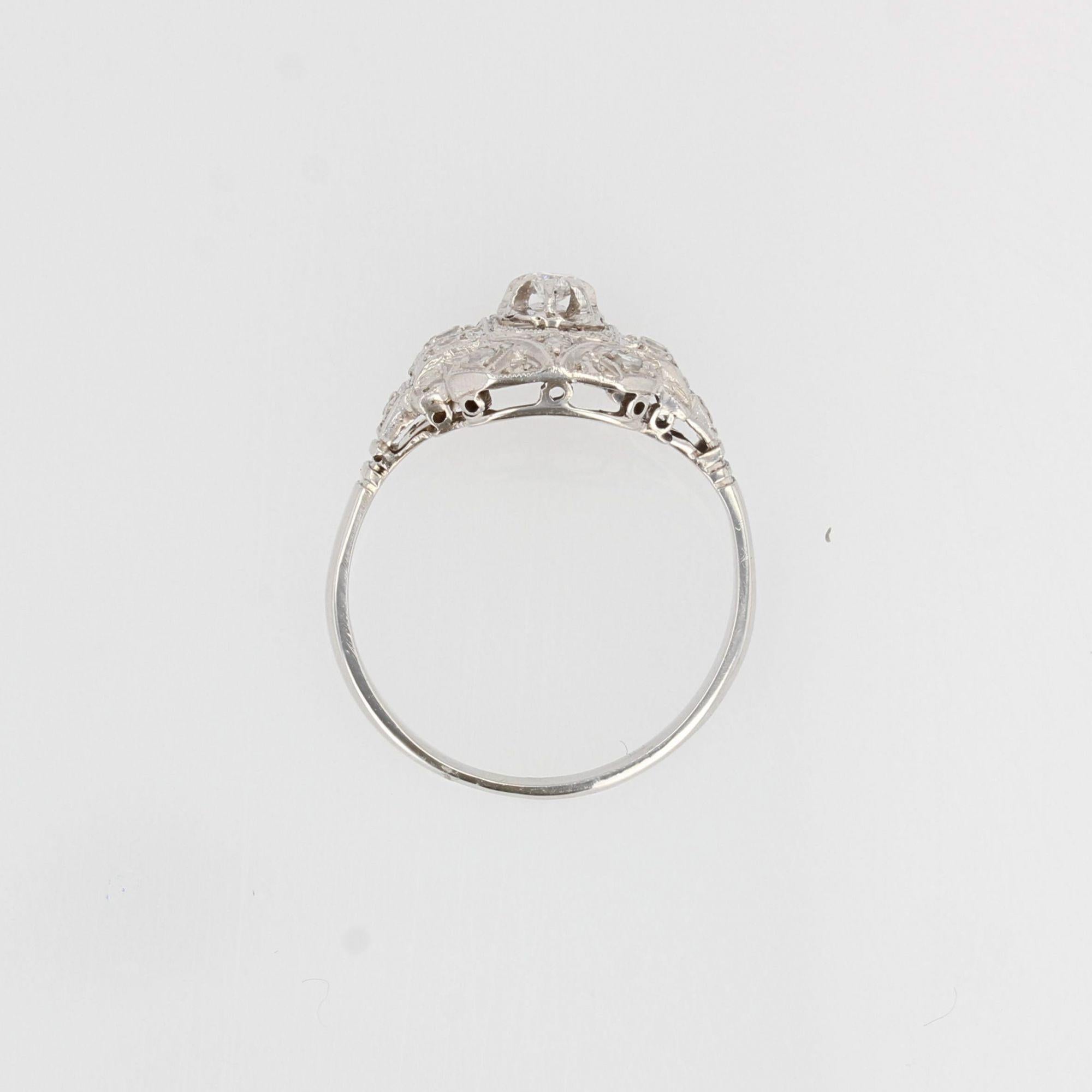 French 1930s Art Deco Diamonds Platinum Ring 5