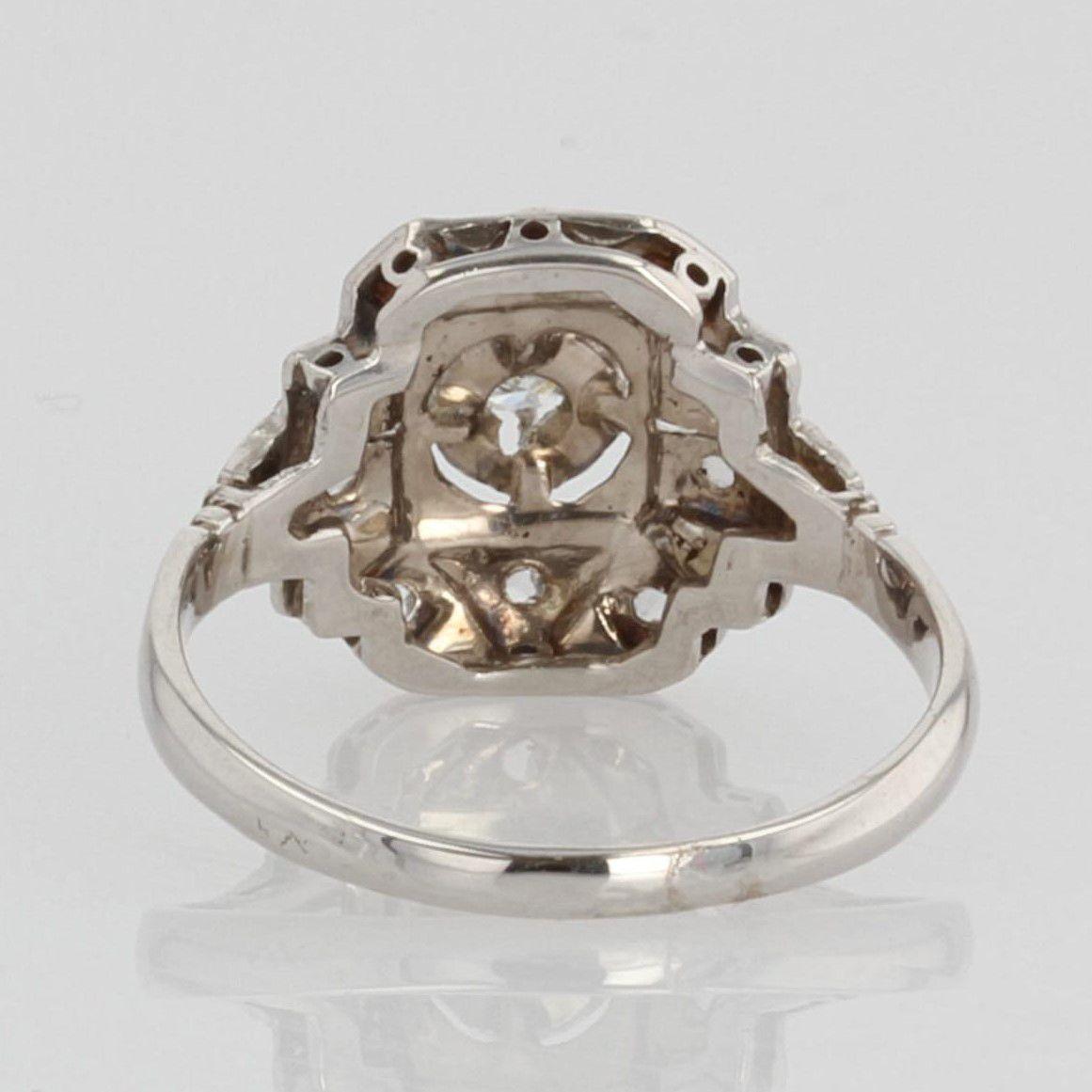 French 1930s Art Deco Diamonds Platinum Ring 1