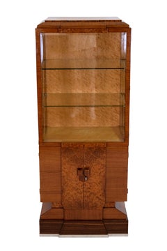 French 1930s Art Deco Display Case with in Nutwood and Thuja