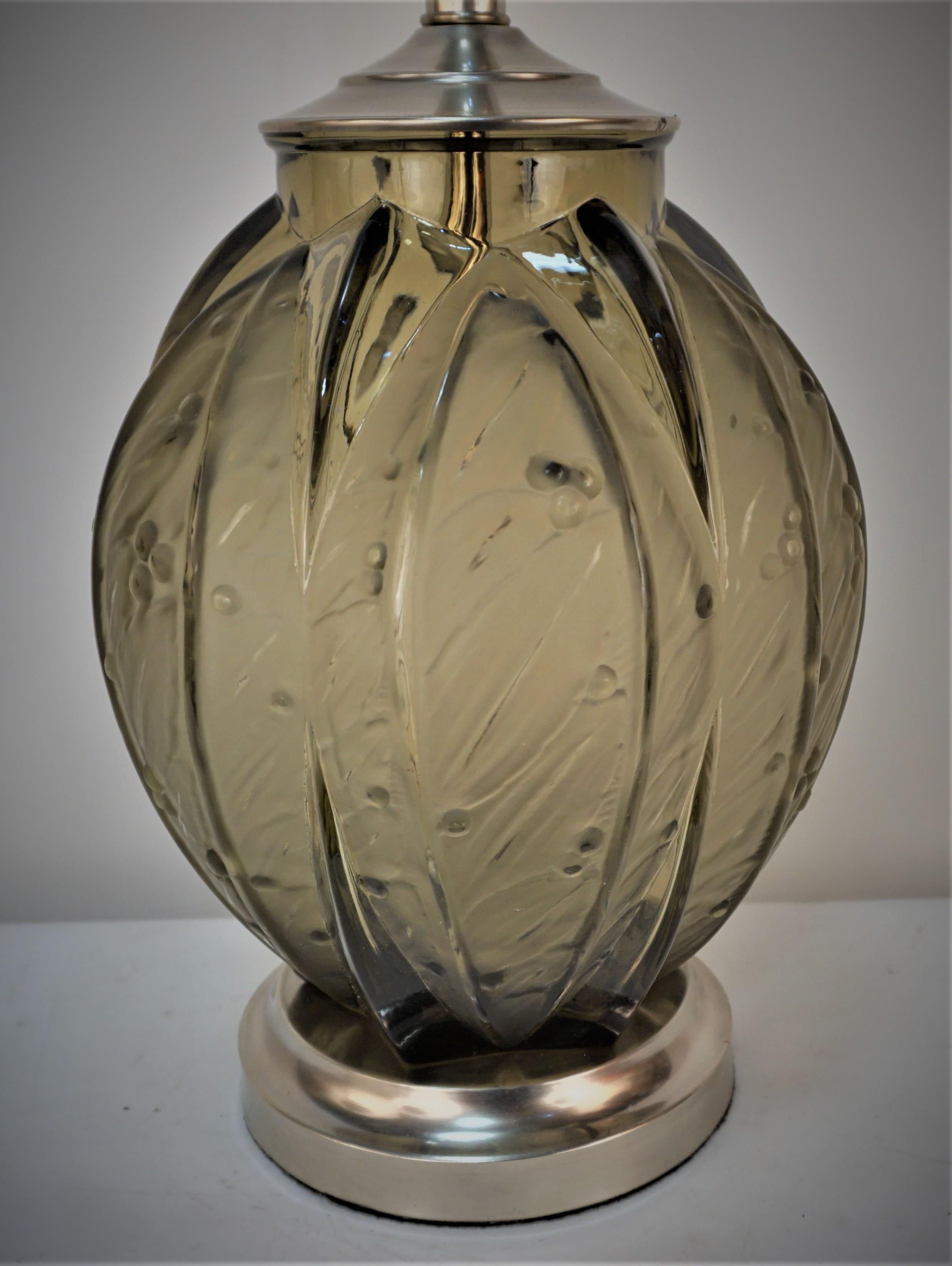 Mid-20th Century French 1930's Art Deco Glass Table Lamp For Sale