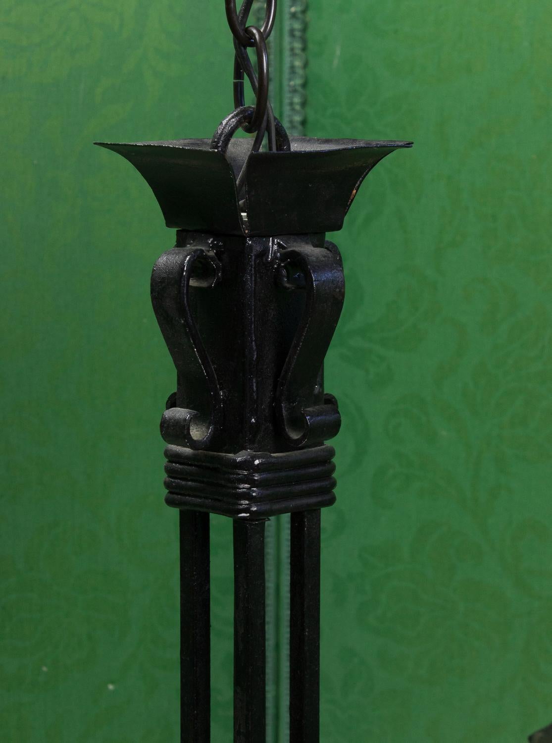 French 1930s Art Deco Iron Chandelier For Sale 1