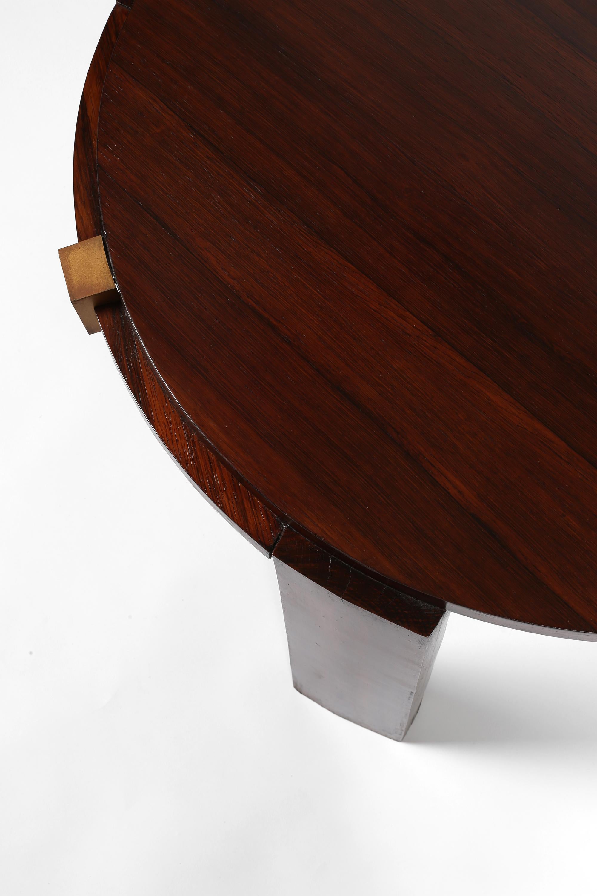 Französisch 1930er Art Deco Jacques Adnet Attr. Beistelltisch aus Rosenholz und Bronze im Angebot 8