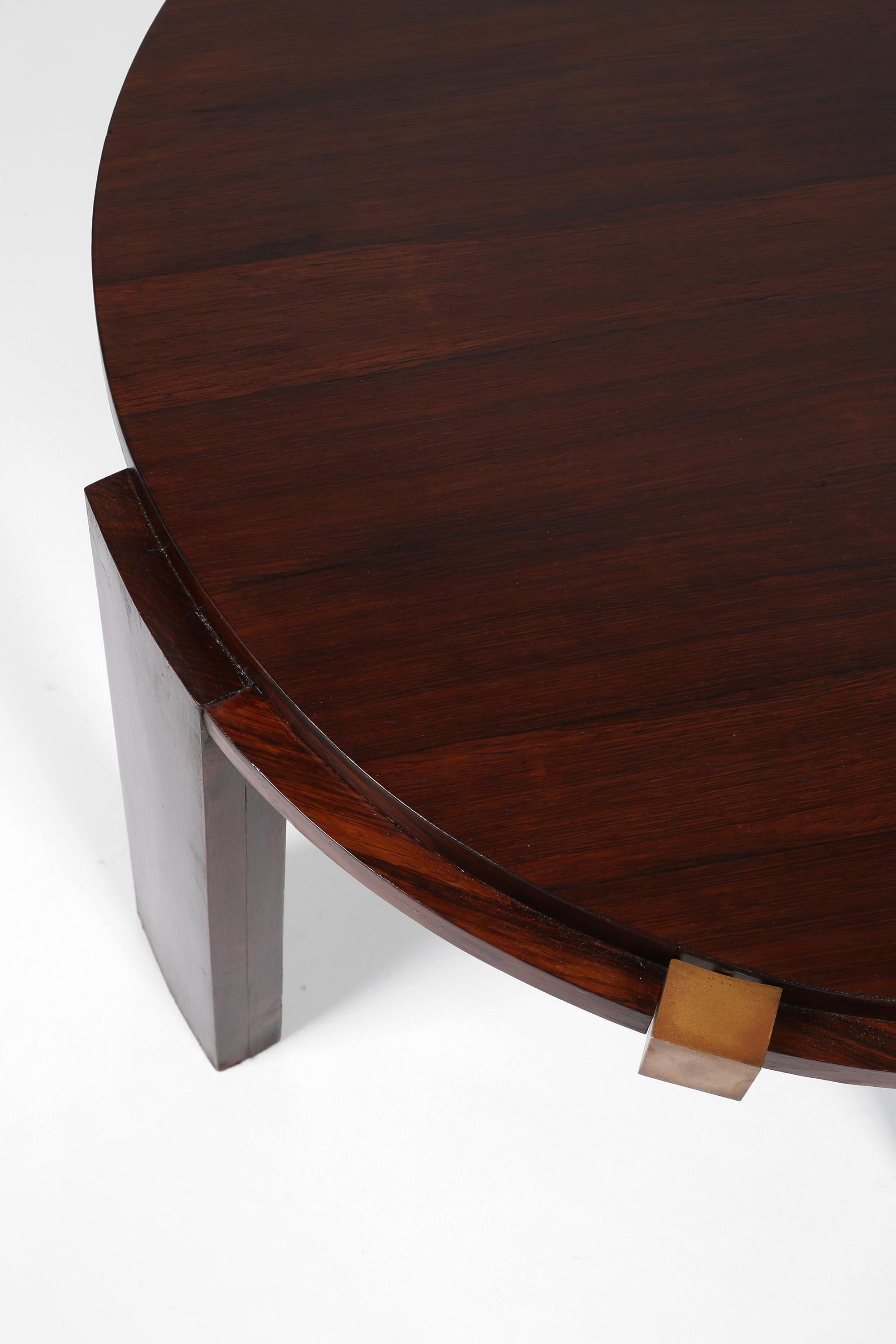 Französisch 1930er Art Deco Jacques Adnet Attr. Beistelltisch aus Rosenholz und Bronze im Angebot 11