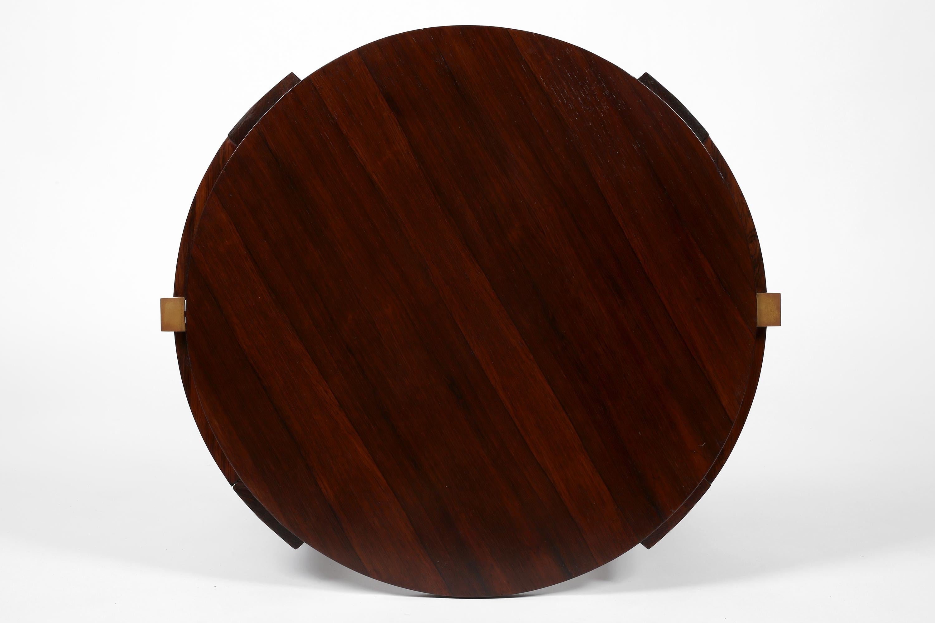 Französisch 1930er Art Deco Jacques Adnet Attr. Beistelltisch aus Rosenholz und Bronze im Angebot 14