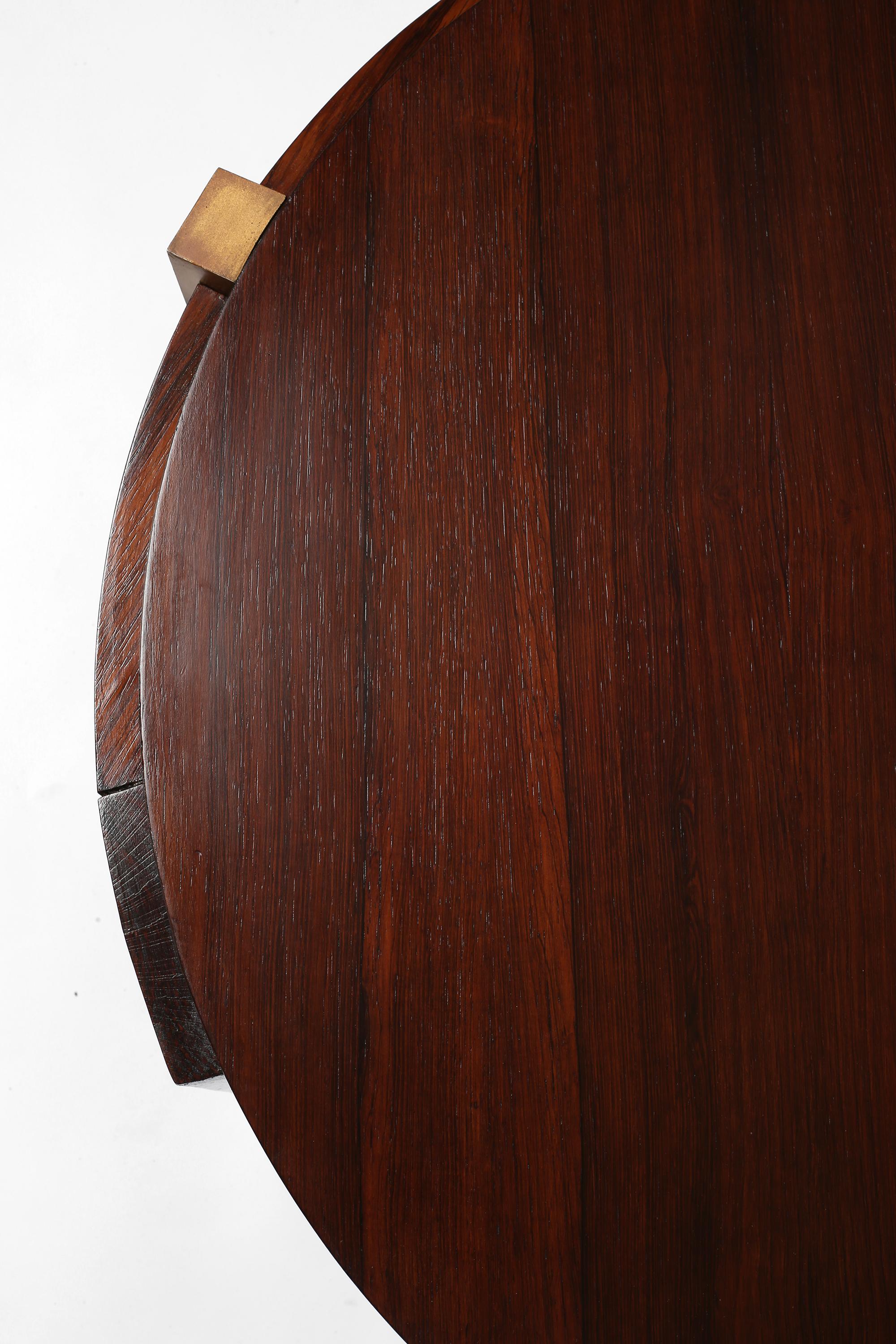Französisch 1930er Art Deco Jacques Adnet Attr. Beistelltisch aus Rosenholz und Bronze im Angebot 15