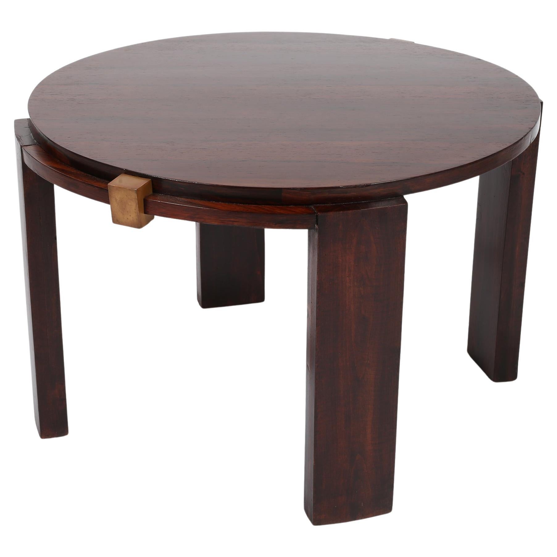 French 1930s Art Deco Jacques Adnet Attr. Coffee Side Table in Rosewood & Bronze