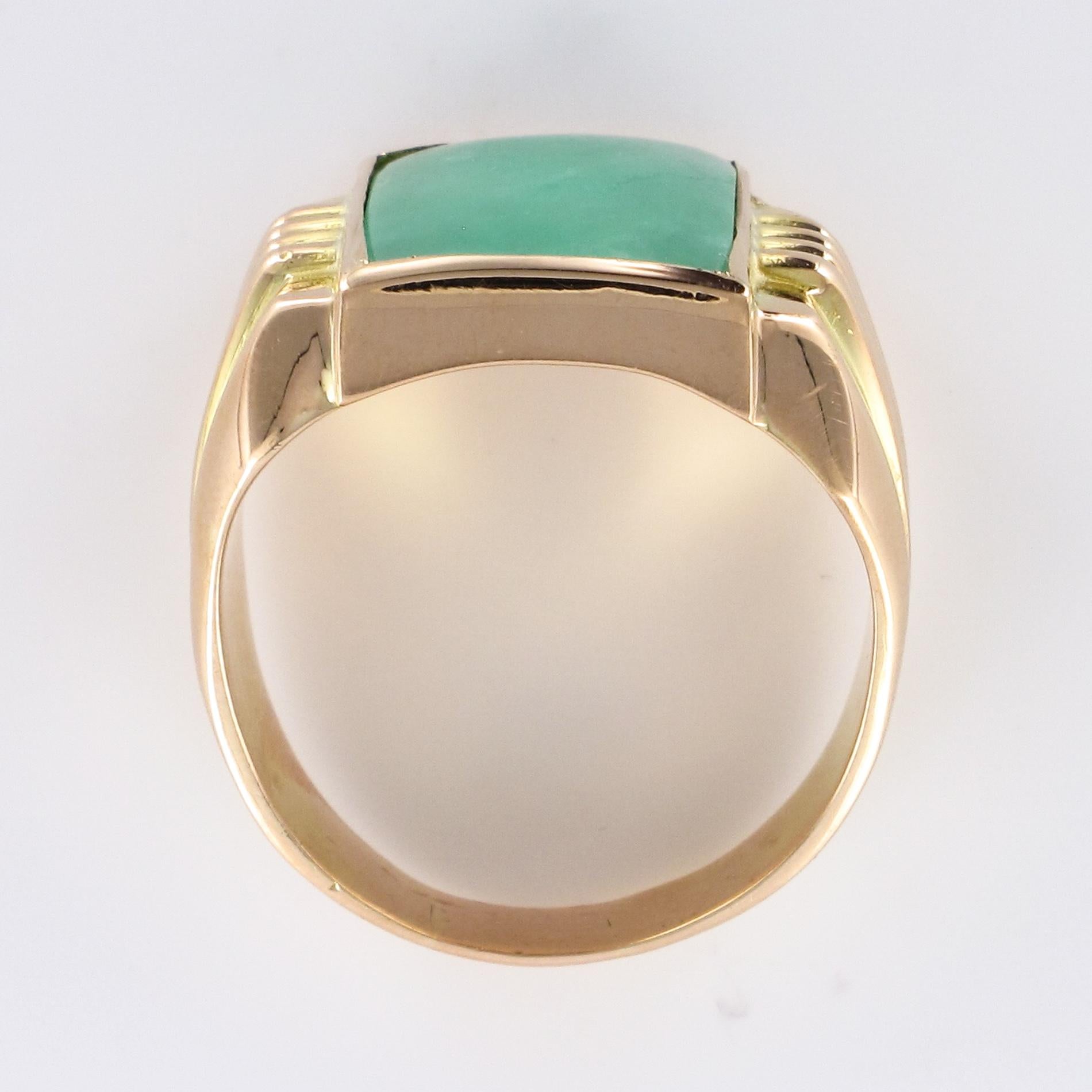 French 1930s Art Deco Jade 18 Karat Yellow Gold Men's Signet Ring 6