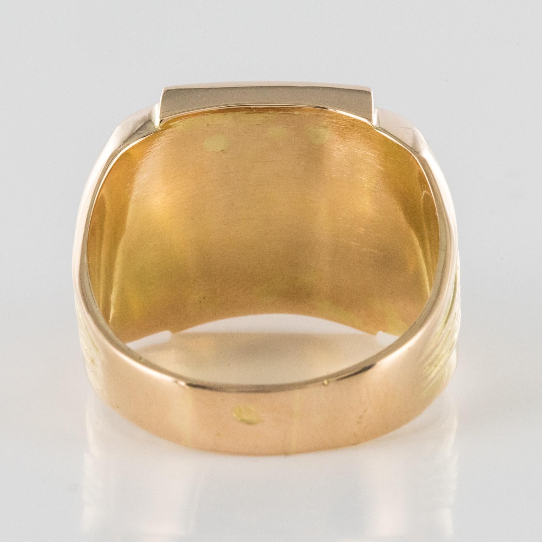 French 1930s Art Deco Jade 18 Karat Yellow Gold Men's Signet Ring 1
