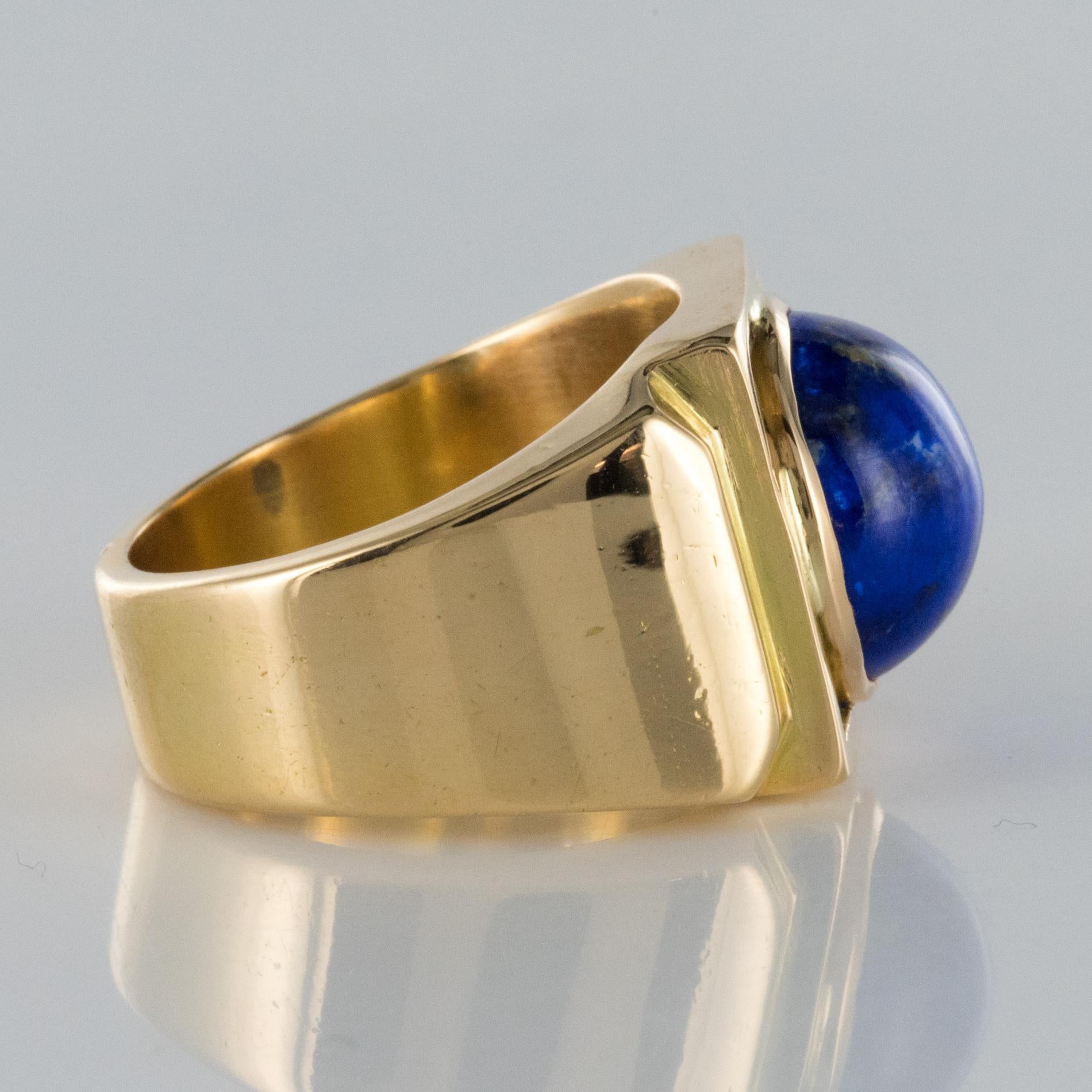 Französischer Art Deco Lapislazuli 18 Karat Gelbgold Siegelring der 1930er Jahre 2