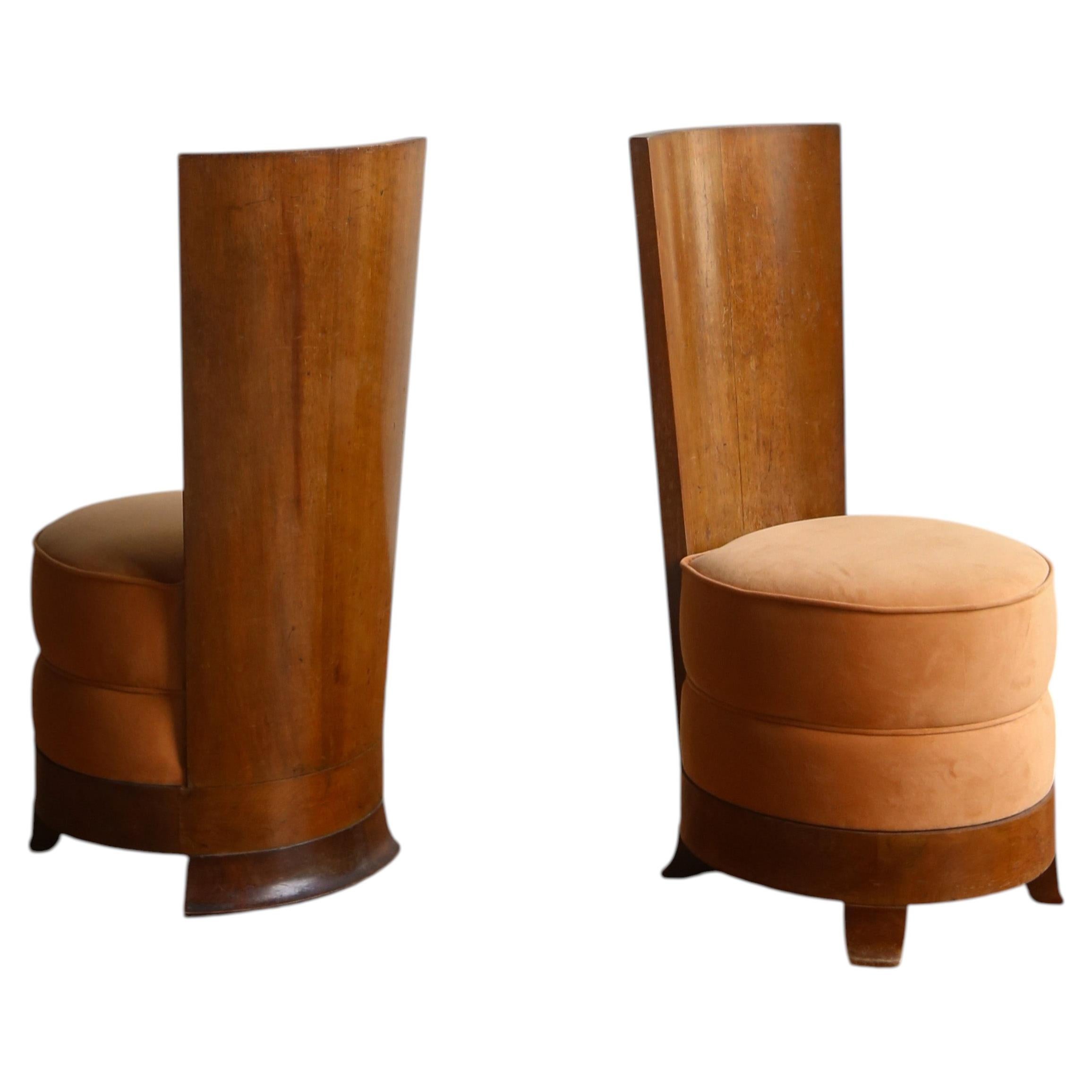 French 1930s Art Deco Maple Lounge Chairs