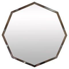 French 1930s Art Deco Modernist Nickel Plated Bronze Octagonal Mirror