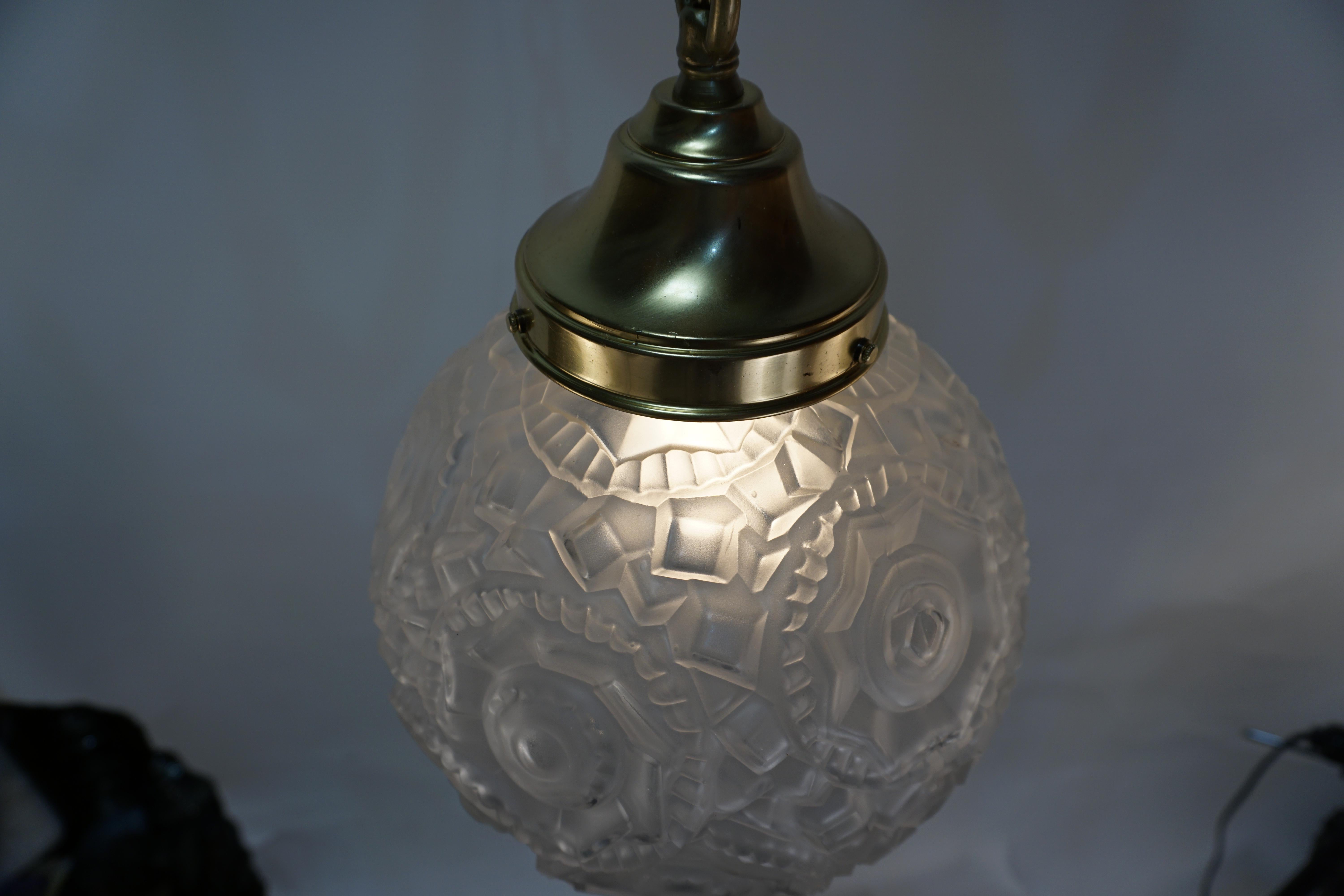 French 1930's Art Deco Pendant Chandelier  For Sale 1