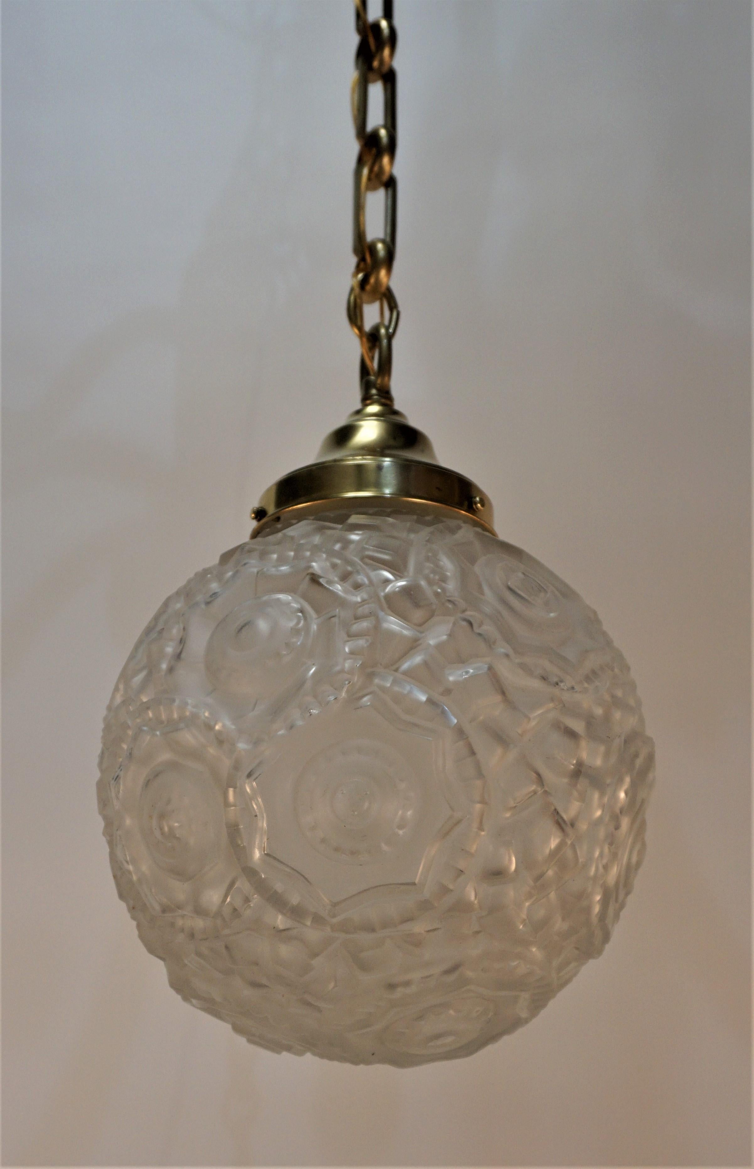 French 1930's Art Deco Pendant Chandelier  For Sale 3