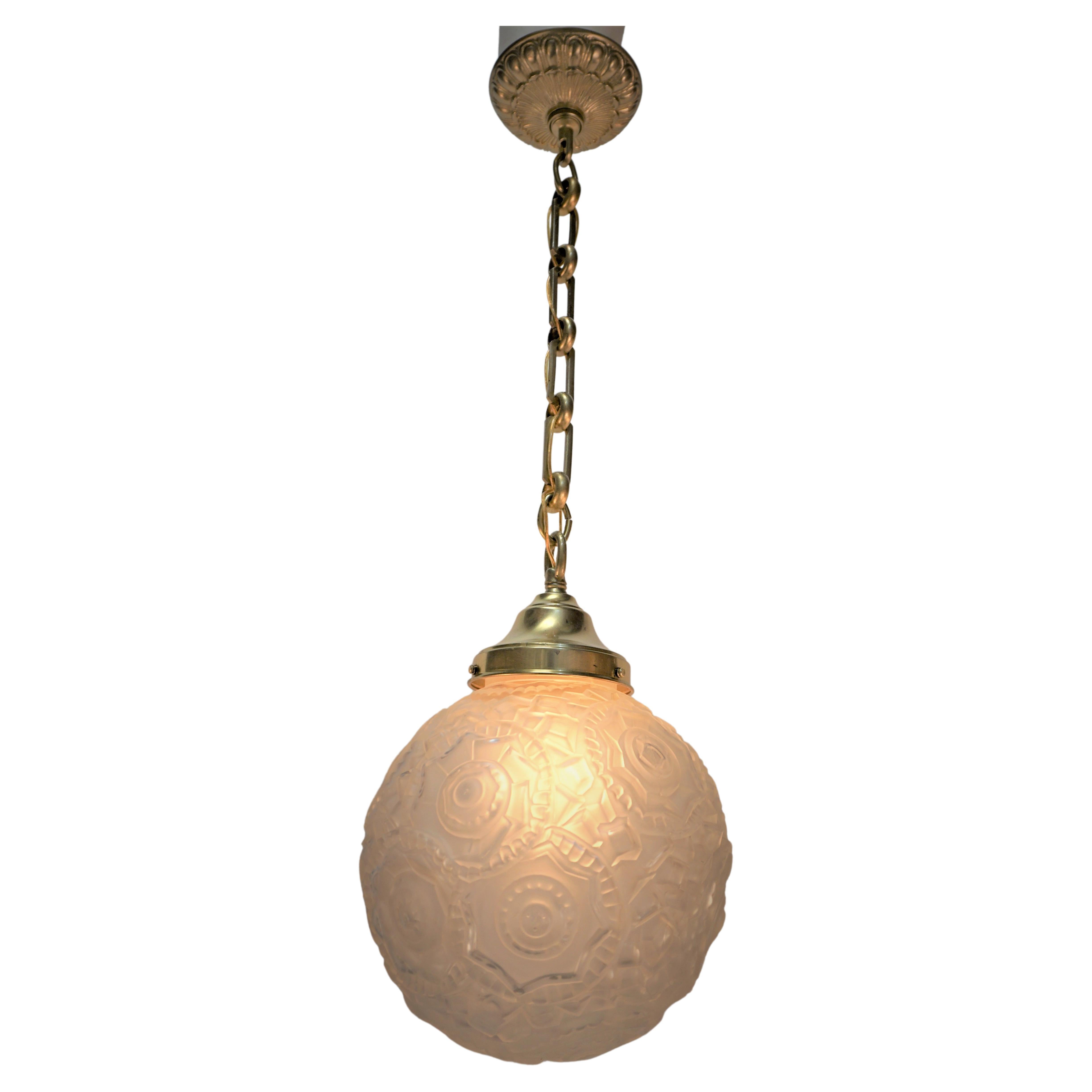 French 1930's Art Deco Pendant Chandelier  For Sale