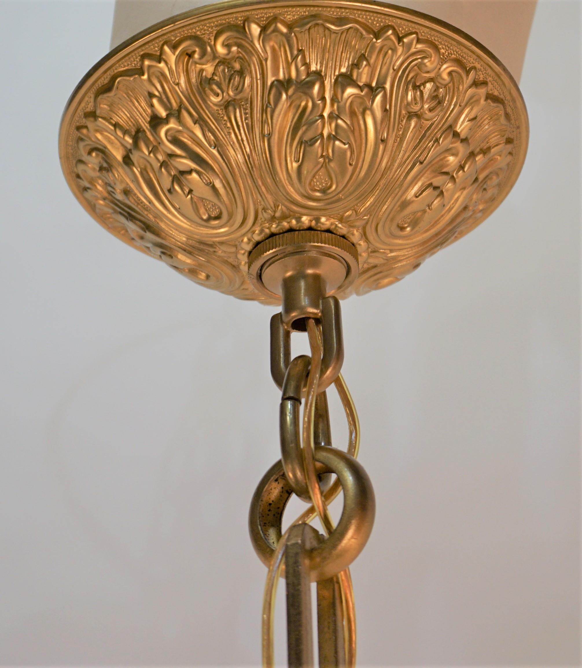 Mid-20th Century French 1930's Art Deco Pendent Chandelier For Sale