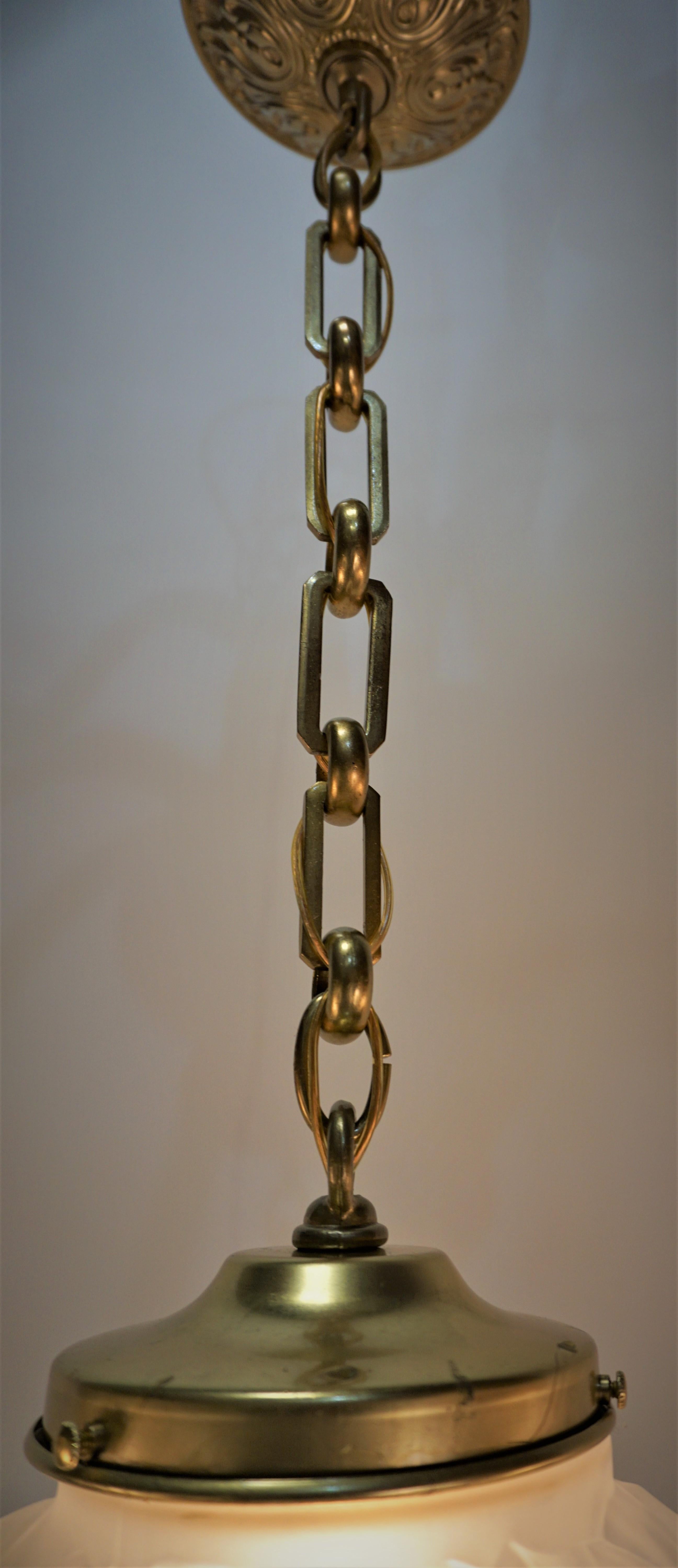 Bronze French 1930's Art Deco Pendent Chandelier For Sale
