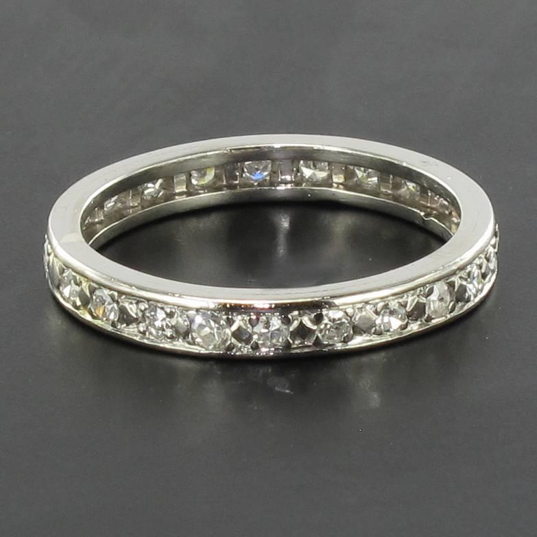 Art Deco French 1930s Art deco Platinium Diamond Wedding Band Ring