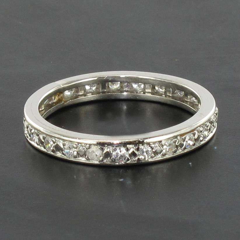 French 1930s Art deco Platinium Diamond Wedding Band Ring In Good Condition In Poitiers, FR