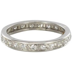French 1930s Art deco Platinium Diamond Wedding Band Ring