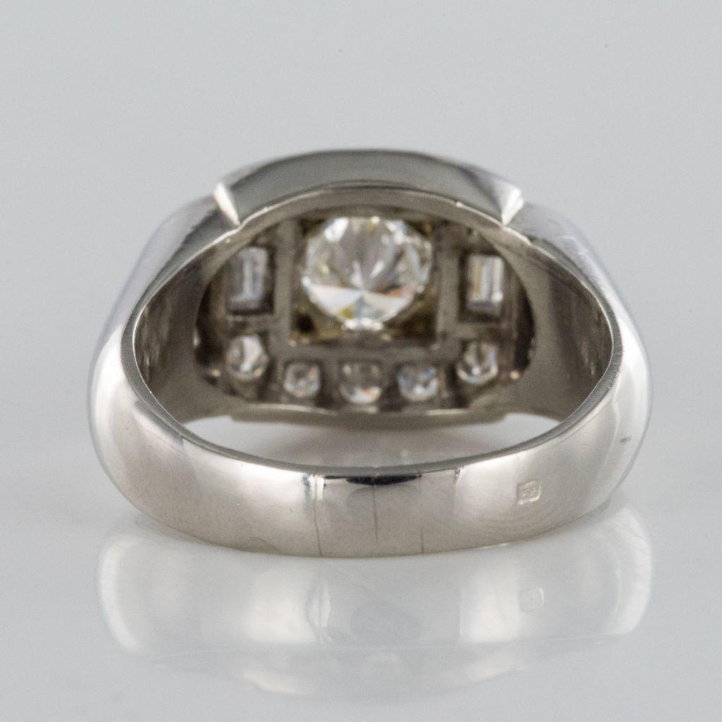 French 1930s Art Deco Platinum White Gold Diamonds Ring 13