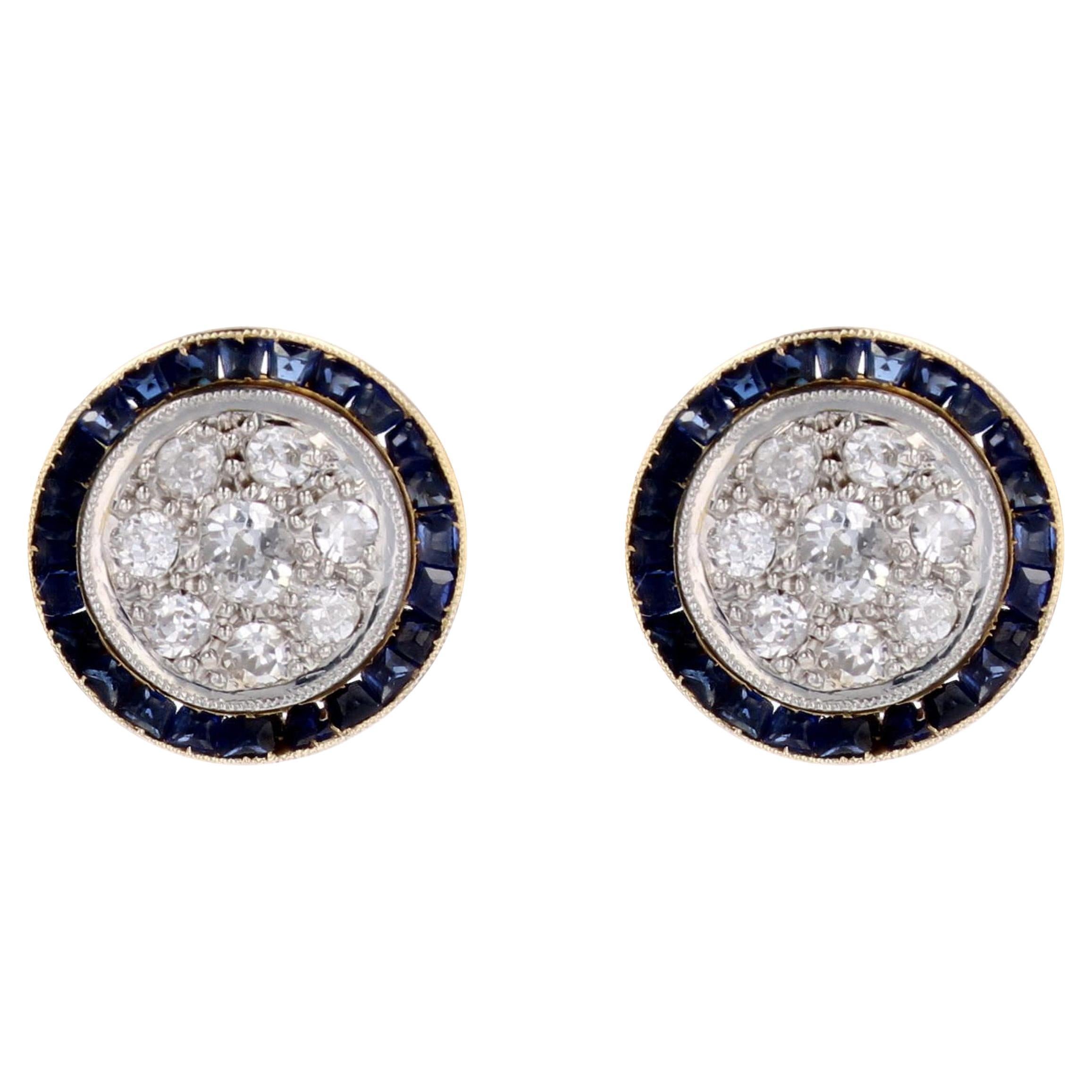 French Art Deco Sapphire and Diamond Earrings For Sale at 1stDibs art deco sapphire earrings