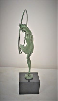 French 1930's Art Deco Sculpture Hoop Dancer Briand, Marcel Andre Bouraine