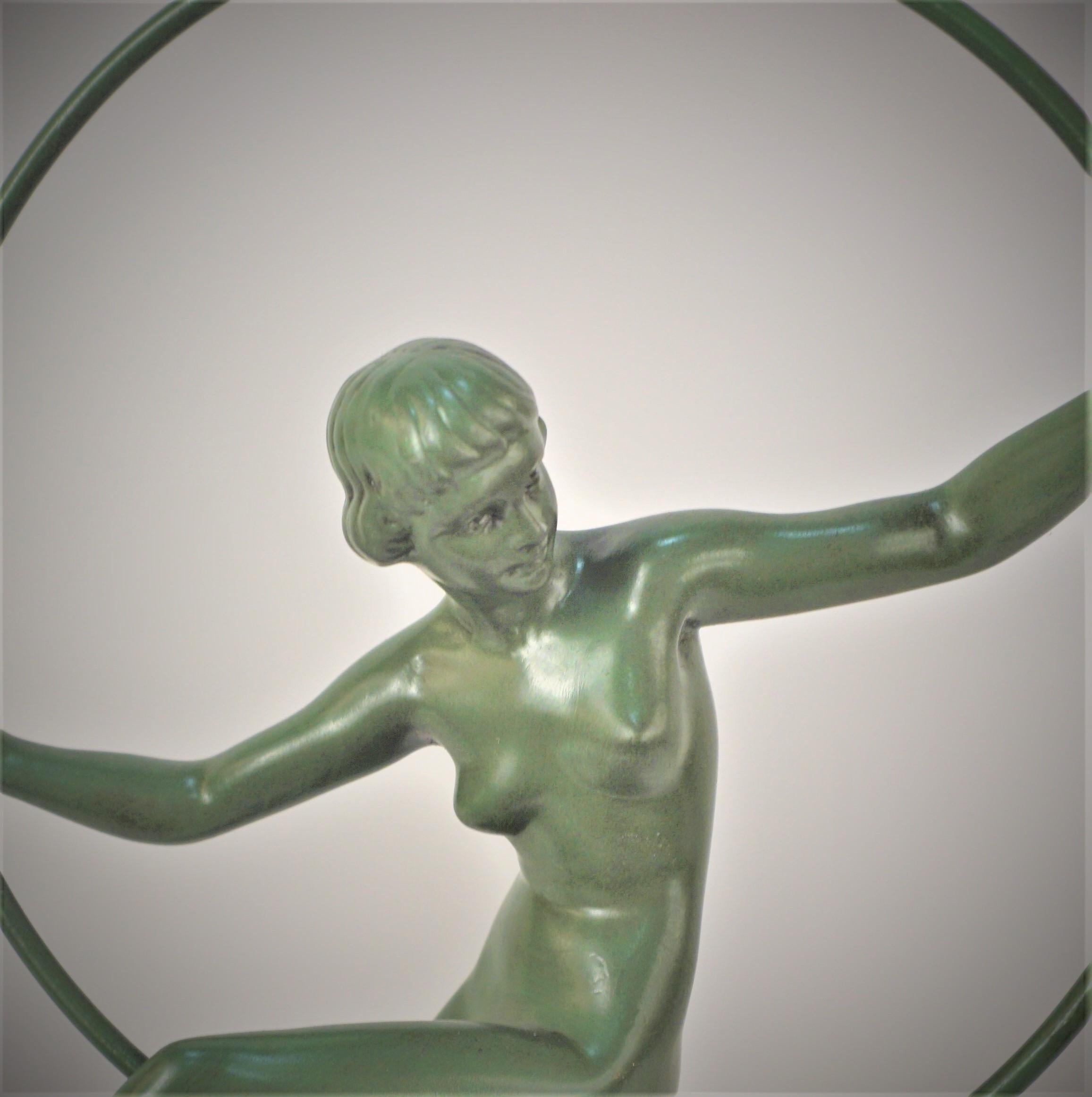 French 1930's Art Deco Sculpture Hoop Dancer Briand, Marcel Andre Bouraine For Sale 1