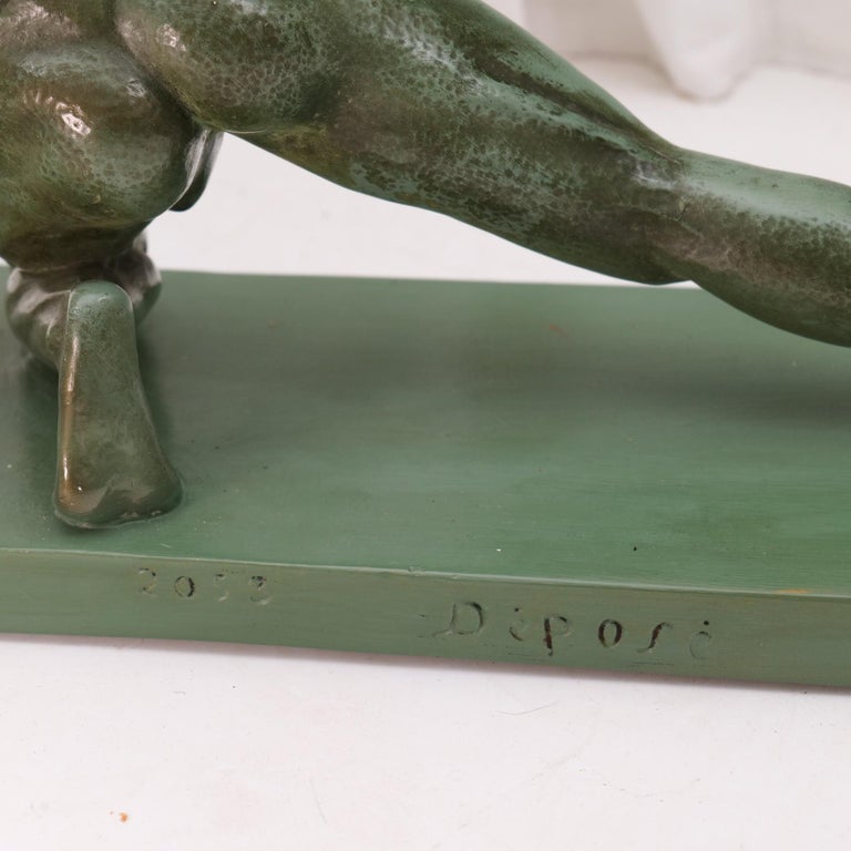 French 1930s Art Deco Sculpture Man with Spear by Salvatore Melani For Sale 2